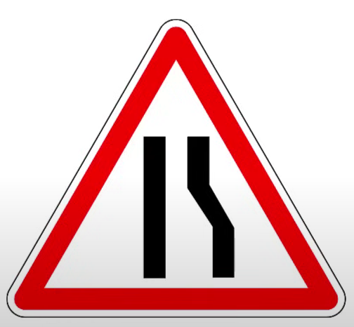 طريق ضيق من اليمين
Chaussée rétrécie par la droite