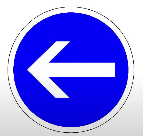 الدوران إجباري إلى اليسار قبل العلامة