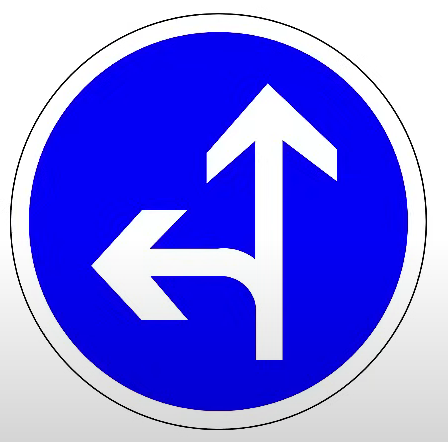وجوب مواصلة السير أو الدوران إلى اليسار عند التقاطع
Directions obligatoires à la prochaine intersection